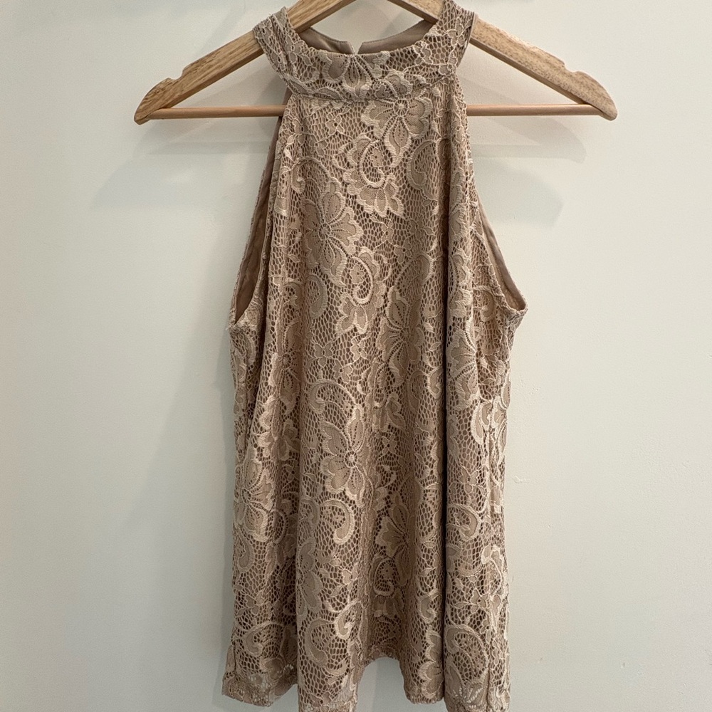 Cable & Gauge Beige Lace Top